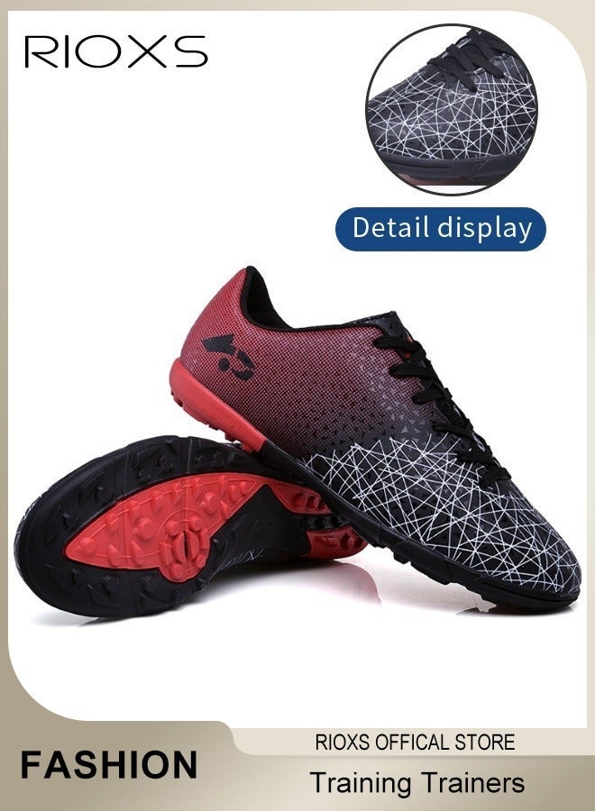 ريوكس حذاء رياضي للرجال، أحذية كرة قدم منخفضة القمة من نوع AG، أحذية تدريب لاعبي الرجال مقاومة للانزلاق، أحذية تدريب احترافية للمنافسات للشباب والبالغين، أحذية كرة القدم الداخلية، أحذية بيسبول خارجية مصممة للمساحات العشبية، أحذية كرة قدم لاصروس، حذاء رياضي للرجال، أحذية كرة القدم لمساحات صلبة، أحذية رياضية رجالية سوداء - Image 1